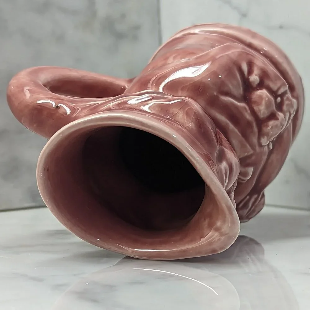 Vintage rose colored glazed pottery creamer from Czechoslovakia